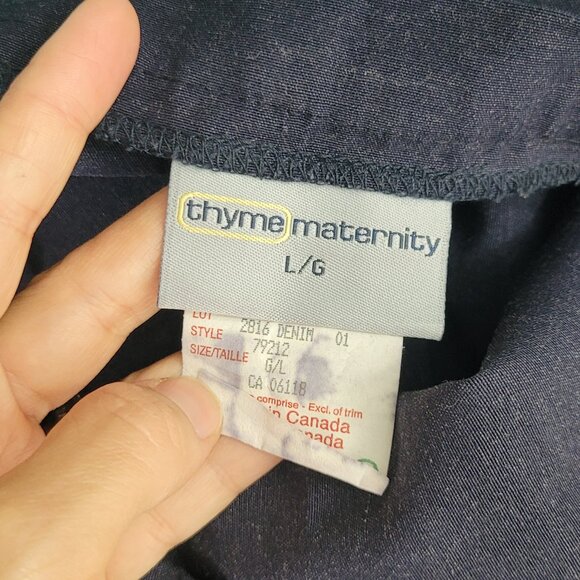 Thyme Maternity Navy Blue Classic Elastic Waist Business Casual Back Slit Skirt - Picture 5 of 9